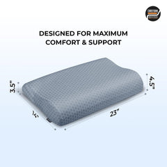 Memory Foam Cervical Neck Pillow, For Pain Relief, King Size - 23 X 14 X 4.5 Inch | Improves Posture & Spinal Alignment, Neck & Shoulder Pain Relief | Grey Jacquard Cover - Pack Of 1