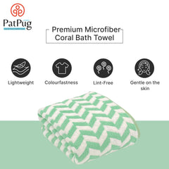 Patpug Coral Microfiber Ultrasoft Comfortable Highly Absorbent Quick Drying Large Bath Towel 350 Gsm (Green)
