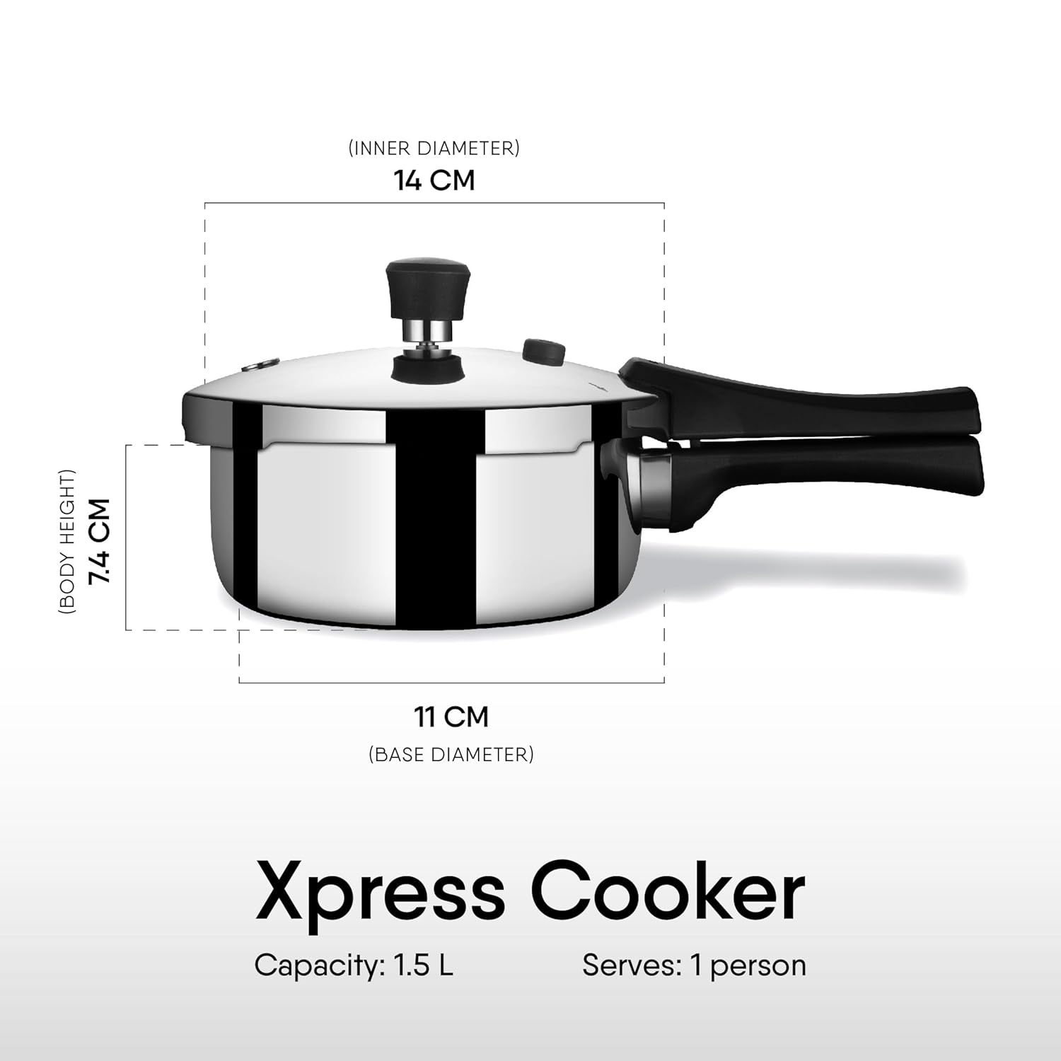 Xpress Cooker Triply Baby Pressure Cooker | Induction Cooker, Outer Lid Pressure Cooker, 1.5 Liters