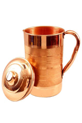 Pure Copper Handcrafted Water Storage Jug With A Lid - 2 Liters | Classy Look & Attractive Design