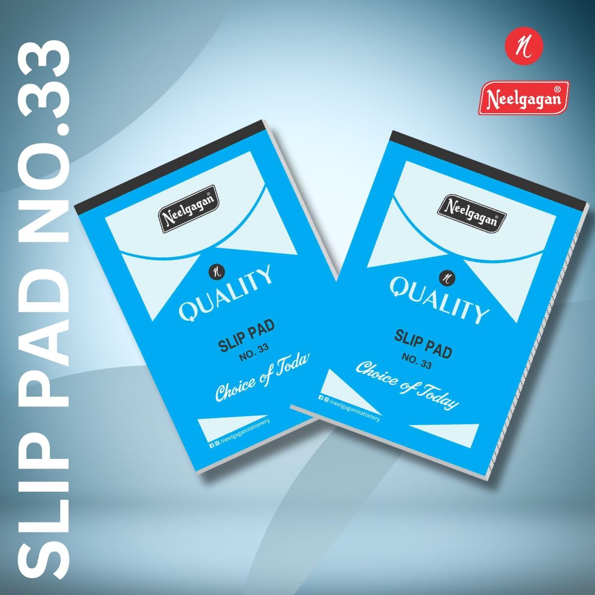 Slip Pad No.33, Plain With 80 Sheet 160 Pages, Ideal For Office, School & Personal Use, Pack Of 8