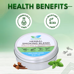 Natural & Ayurvedic Herbal Smoking Blend 1 Pack 1 Oz/ 30g Can With Wooden Circular Pipe | Helps To Quit Smoking - Tobacco-Free & Nicotine-Free Smoking Mixture