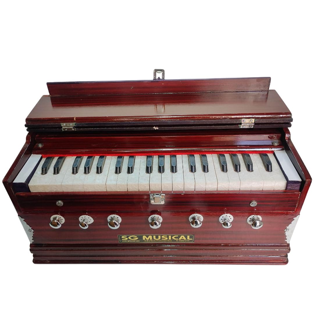 Musical Instrument Harmonium - 7 Stopper, 39 Keys, Two Reeds (Base- Male), 440v Tunned | Affordable Octave Range