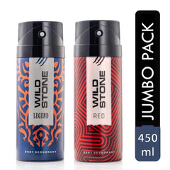 Wild Stone Legend & Red Deodorants Body Spray 450ml 15.2 Fl.oz. | Perfect Gift Set For Brother