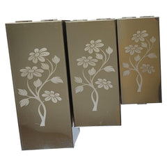 Stainless Steel Safe Locker Boxes For Cash Peti Pooja Jewellery Set Box, Pack Of 3, Size - 8 Inch, 10 Inch, 12 Inch With Laser Printed Sun Flower Design, Special Feature - Portable