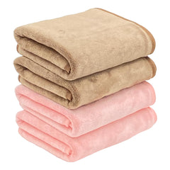 Patpug Ultra Soft Microfiber Hand Towel 600 | Comfortable, Fade Resistant, Highly Absorbent, Quick Drying Towel (Brown & Baby Pink) - 4 Piece