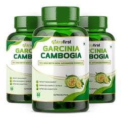 Nutrafirst Garcinia Cambogia Tablets 800mg With 70% Hca & Green Tea Extract, For Weight Management, Improves Digestion For Men & Women | 60 Tablets 100gm 0.2lbs Each Pack Of 3