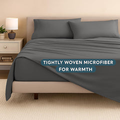 1 Single Microfiber Bedsheet With 1 Pillow Cover - 60 X 90 Inches, Dark Grey | Perfect For Home, Hostel & Gifting Lightweight, Breathable & Durable