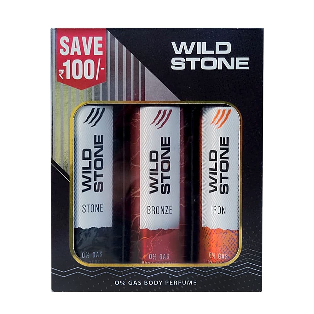 Wild Stone Iron, Bronze & Stone Perfume Body Spray 360ml 12.1 Fl.oz. | Perfect For Gift Husband | Pack Of 3