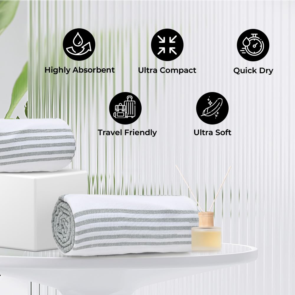 The Better Home Cotton Large Size Bath Towel 600 Gsm | Soft Towel For Men Women Anti-Odour High Absorbency Quick Dry Towel (Grey) - 2 Pcs