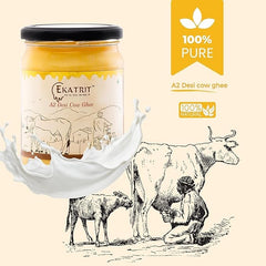 100% Pure A2 Desi Cow Ghee By Ekatrit | Natural & Healthy Fragrance Belona Cow Ghee Perfect For Pooja | (500ml) 16.9 Ounce | Jar Pack