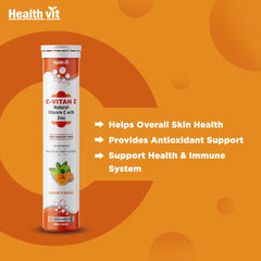 Healthvit C - Vitan - Z Natural Vitamin C 40mg, Amla & Zinc For Antioxidant Support , Improves Immunity & Skin Health | Delicious, Tasty & Fizzy | 20 Effervescent Tablets , 50gm 0.1lbs