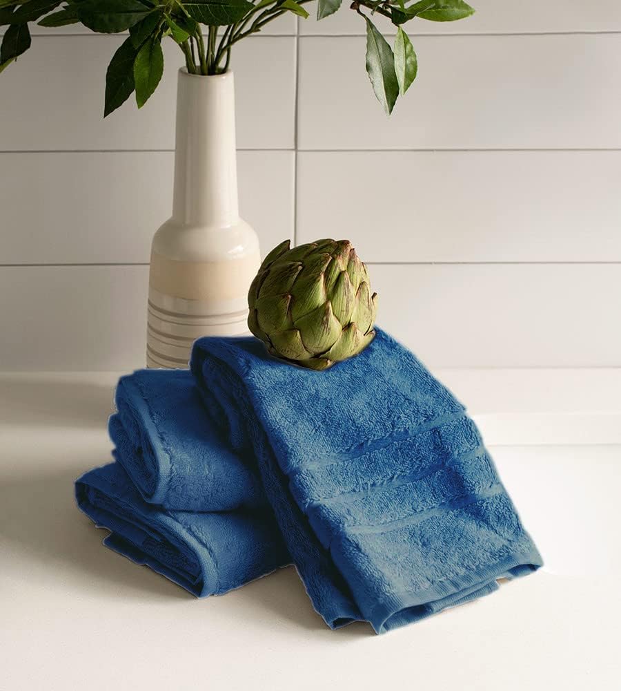 House Of Oraz Bamboo Hand Towel 1500 Gsm | Ultra Soft, Super Absorbent & Antibacterial Quick Dry, Lint-Free Towel | Set Of 3 (Dark Blue)