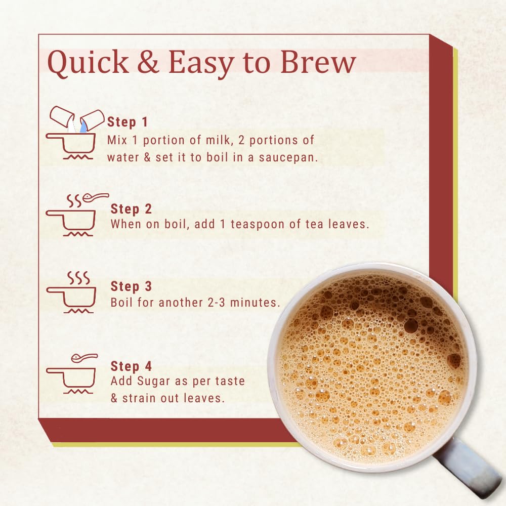 Tea And Twigs Strong Masala Tea - 200gm, 7.05 Ounce | Premium Second Flush CTC Black Tea & 100% Natural Spices - Kadak Masala Chai | Medium Caffeine Assam Tea