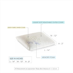 Memory Foam Pillow, Travel, Road Trips, Airplane Use - 14 L X 12 W X 3 H Inch | For Neck & Back Support, Lightweight, With Washable Pillow Cover | Camping Pillow - Pack Of 1