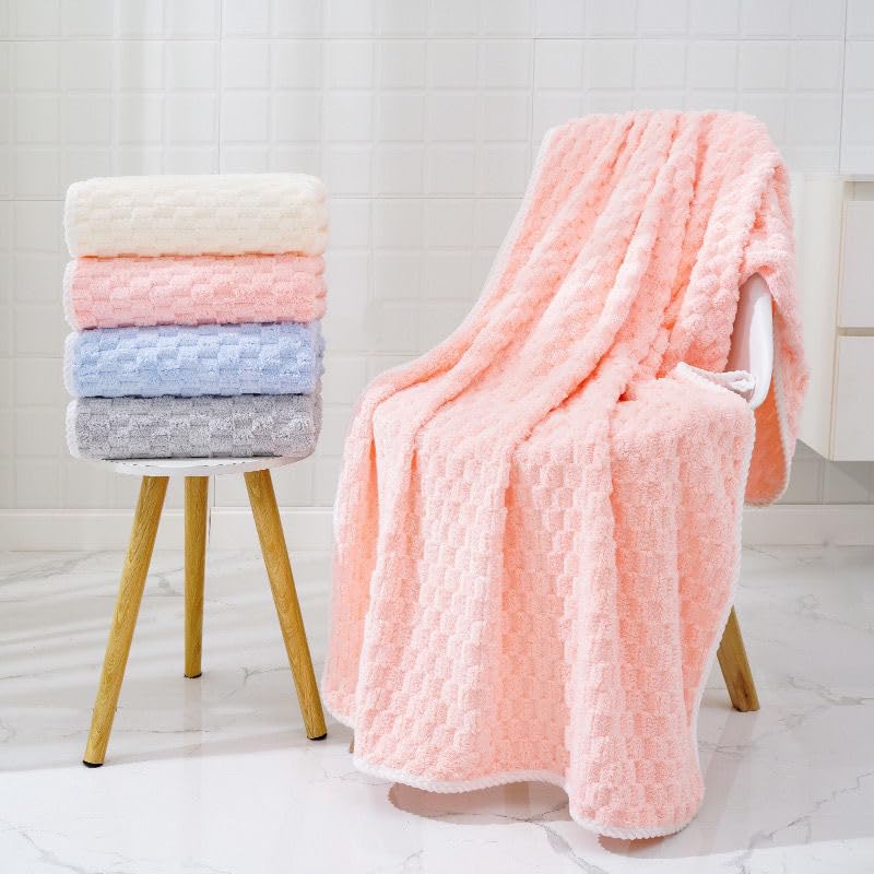 HomeCloud Microfiber Soft & Fuffy Bath & Face Towel 400 Gsm With Hanging Loop | 3x Softer Than Cotton Towels | Highly Absorbent Set Of 2 (Pink)