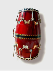 Premium Wooden Dholak - Traditional Indian Drum For Music, Cherry | Perfect For Weddings, Festivals & Cultural Events - Dholak For Festival, Wedding, Satsang | Very Easy To Tune