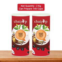 Chaizup Premium 1 Min Instant Masala Tea Premix - Pack Of 2 X 1 Kg Can, 35.2 Ounce Each | Just Add Hot Water - Assam Masala Chai Powder | Low Caffeine, No Added Color - Home Like Tea