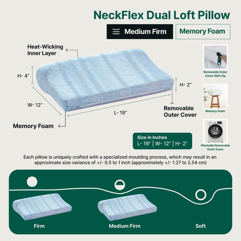 Cervical Contour Memory Foam Orthopedic Bed Pillow For Sleeping, Pain Relief | Washable Zippered Pillow Cover, Adjustable Pillow | Well Suited For All Sleeping Styles, Best Pillow
