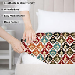 Cotton Elastic Fitted Bedsheets With 2 Pillow Covers Double Bed All Around Elastic | 72 X 78 +10 Inches, Multicolor - Breathable & Skin-Friendly Bedsheet