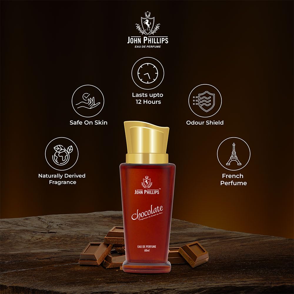 John Phillips Chocolate + London In Style + Manget Eau De Parfum 60ml 2 Fl.oz. Each Pack Of 3 | Long Lasting Fragrance For Unisex