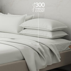 100% Cotton Plain Bedsheet Set With 4 Pillow Covers - 108 X 108 Inches, White | 300 Thread Count - Gift For Weddings Or Anniversary King Size Bedsheet