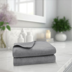 Sassoon Venir Microfiber 2 Piece Hand Towels 450 Gsm | Absorbent & Quick Dry Multipurpose Hand Towels (Grey)