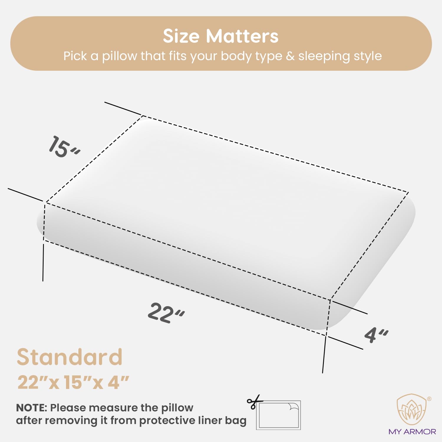 Memory Foam Pillow For Sleeping, Orthopedic Bed Pillow, Standard Size - 4 Inch | Thick Pillow, Without Cover, For Neck & Shoulder Pain Relief | Cooling Adjustable, Compressible - Pack Of 1