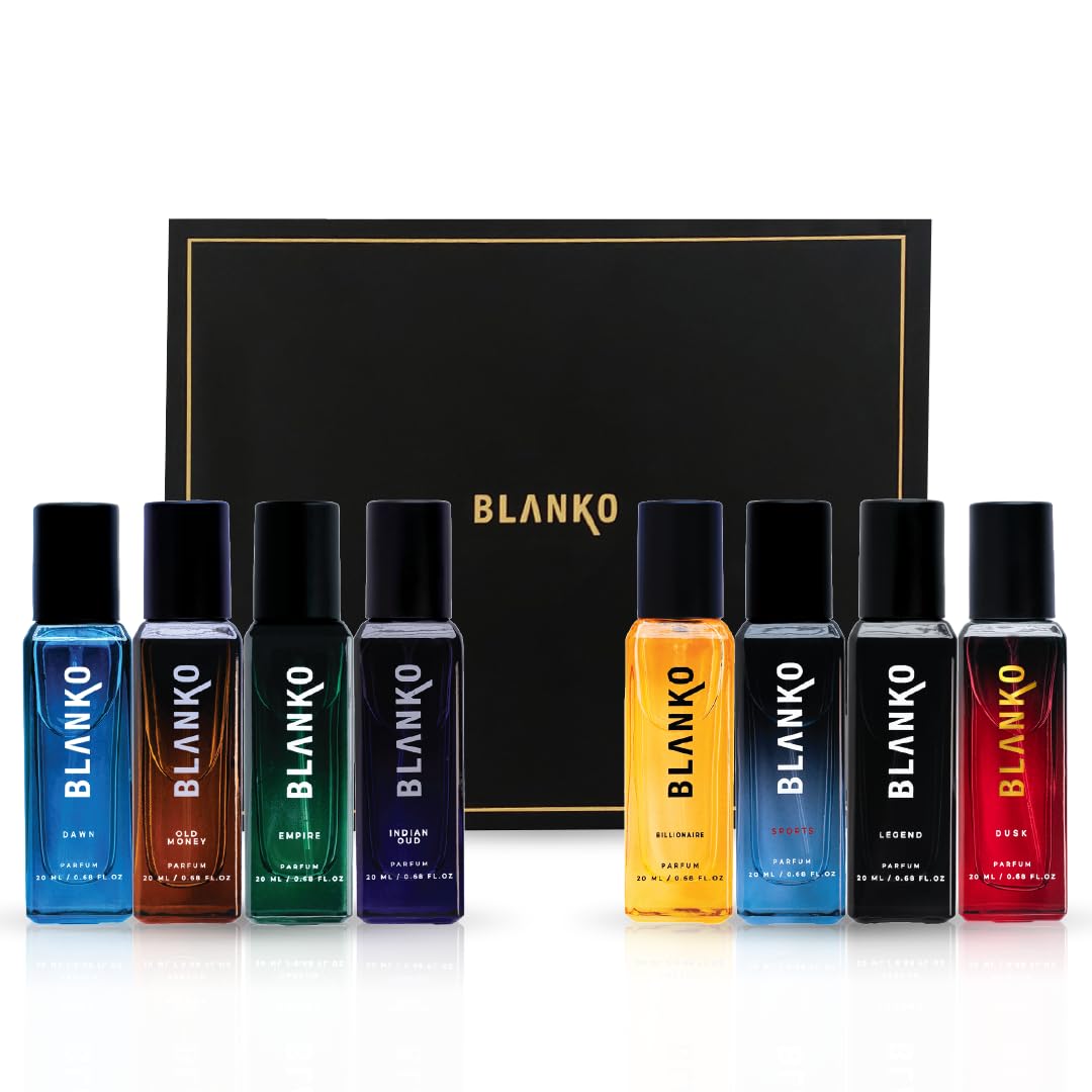 Blanko Luxury Collection TLT Men's Parfum Gift Set Pack Of 8x 0.6 Fl.oz. | Long Lasting Fragrance Perfume With Time Lock Technology