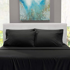 Premium Solid Plain Single Bedsheet With 1 Pillow Cover | Size 60 X 90 Inches, Black | 300 Thread Count Microfiber For Single Bedsheet