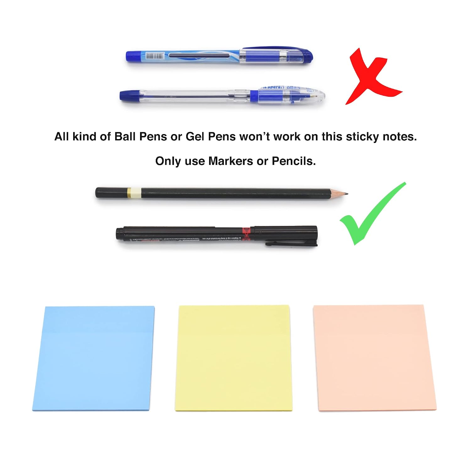 Transparent Sticky Notes Self Adhesive Memo Pad Bookmark Point Yellow, Pink, Blue - 150 Sheets