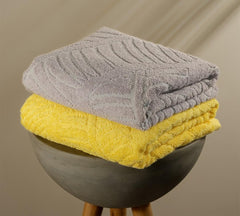Musa Banana Bath Towels 400 Gsm | Towels With Free Bag Terry Towels Large Size | Super Soft & Super Absorbent (Shadow Grey + Golden Sunshine) Pack Of 2