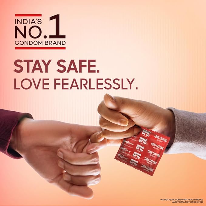 Manforce Epic Long Lasting Premium Condoms For Lovemaking| Raspberry India' S No. 1* Condom Brand|