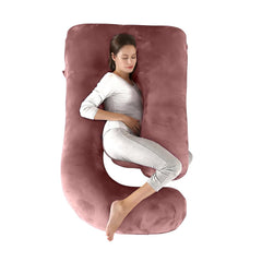 J Shape Full Body Pillow, Pregnancy Pillows For Sleeping, Adjustable, Peach Color | Maternity Pillows For Back, Hips, Legs, Belly | For Pregnant Women With Removable, Washable Velvet Cover