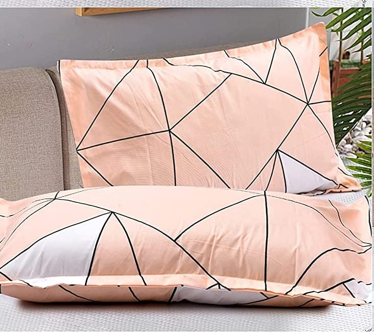 1 King Size Elastic Fitted Bedsheet With 2 Pillow Cover & Comforter - 72 X 78 Inches, Cream & Green | Ideal For Hotel, Guest House, Home Bedsheet