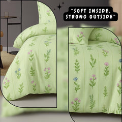 Microfiber Double Bedsheet King Size With 2 Large Size Pillow Covers | Size 108x108+9 Inches, Pastel Pistachio Green | Perfect For Daily Use, All-Season Use Or Gifting Bedsheet