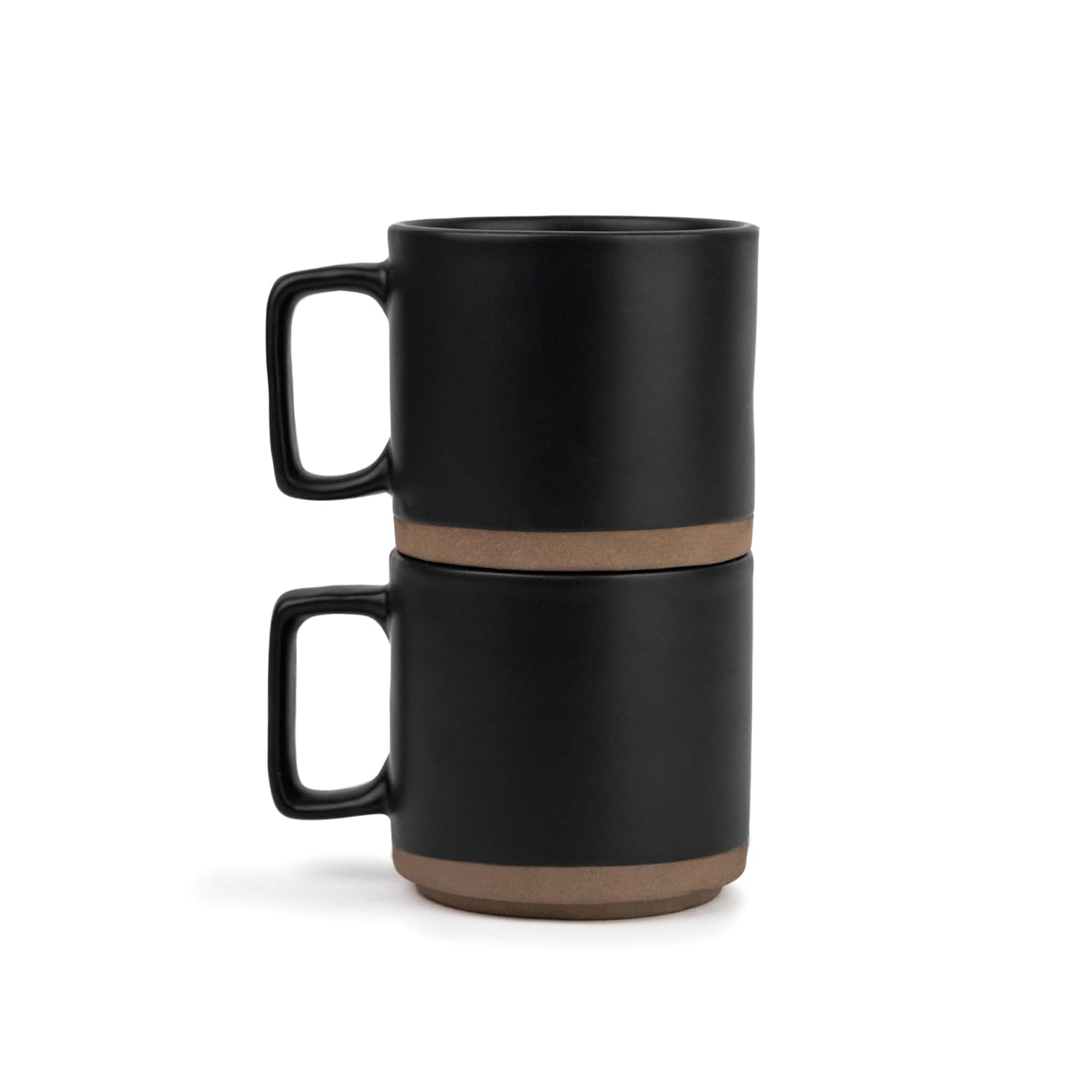 Large Ceramic Coffee Mug Set Of 2 - Black, 350ml Each | Ceramic Japandi Mug, Tea Mug With Matte Finish - Mug For Coffee | Ceramic Coffee Mug - Microwave Safe & Dishwasher Safe
