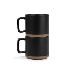 Large Ceramic Coffee Mug Set Of 2 - Black, 350ml Each | Ceramic Japandi Mug, Tea Mug With Matte Finish - Mug For Coffee | Ceramic Coffee Mug - Microwave Safe & Dishwasher Safe