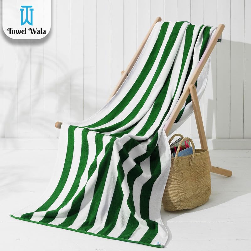 Towel Wala Striped Soft Turkish Cotton Large Bath Towel 450 Gsm | For Men & Women, Hotel Pool Towel (Pack Of 3)