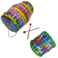 Plastic Medium Dholak For Kids With 2 Sticks & Free 1 Plastic Cute Small Drum With 2 Sticks - Multicolor | Age 6 Month+, For Girls & Boys - Buy 1 Get 1 Free Combo