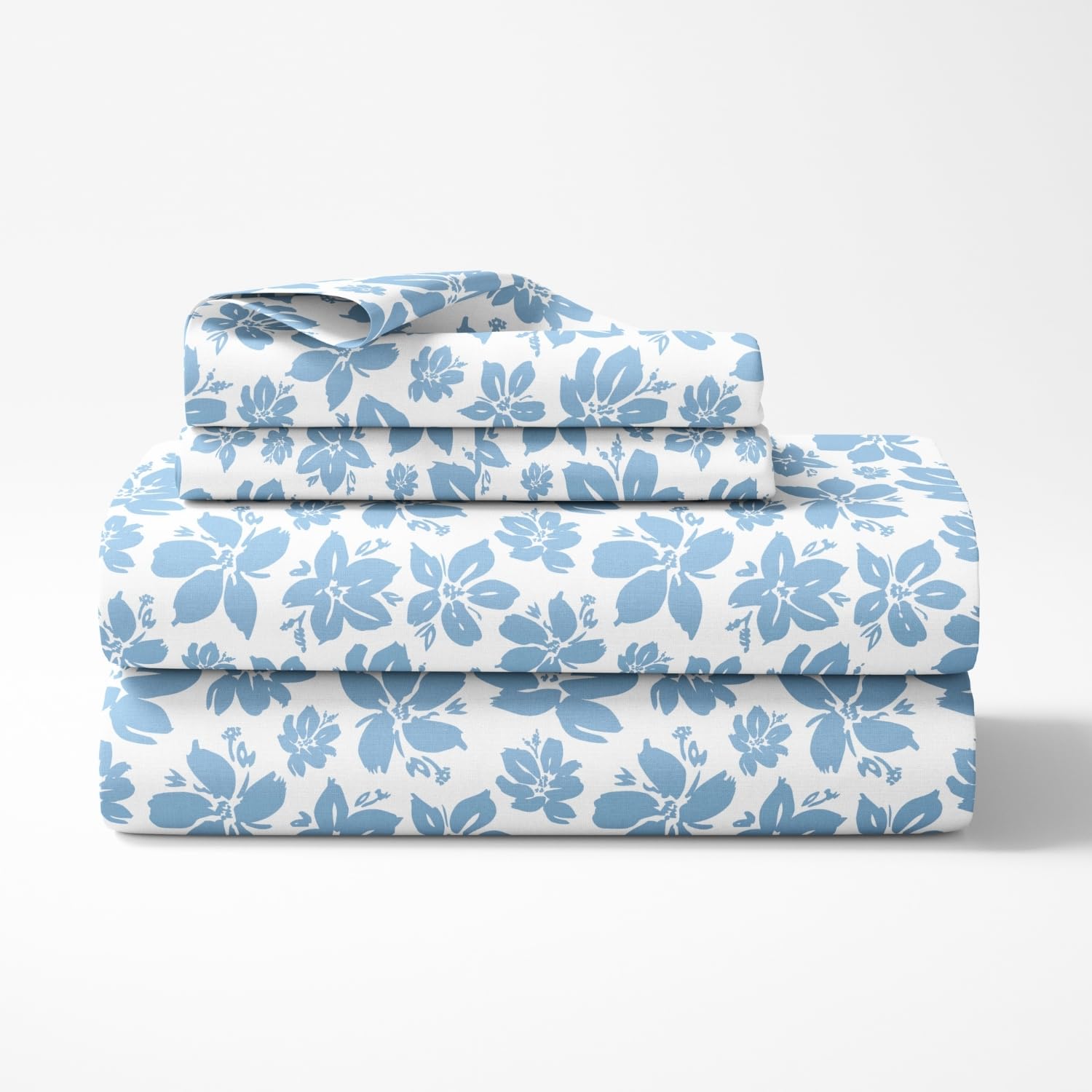 Bedsheet King Size 100% Pure Cotton Floral Sheet With 2 Pillow Covers | 108 X 108 Inches, Sky Blue & White | Perfect For Gifting On Weddings, Housewarmings, Or Anniversaries