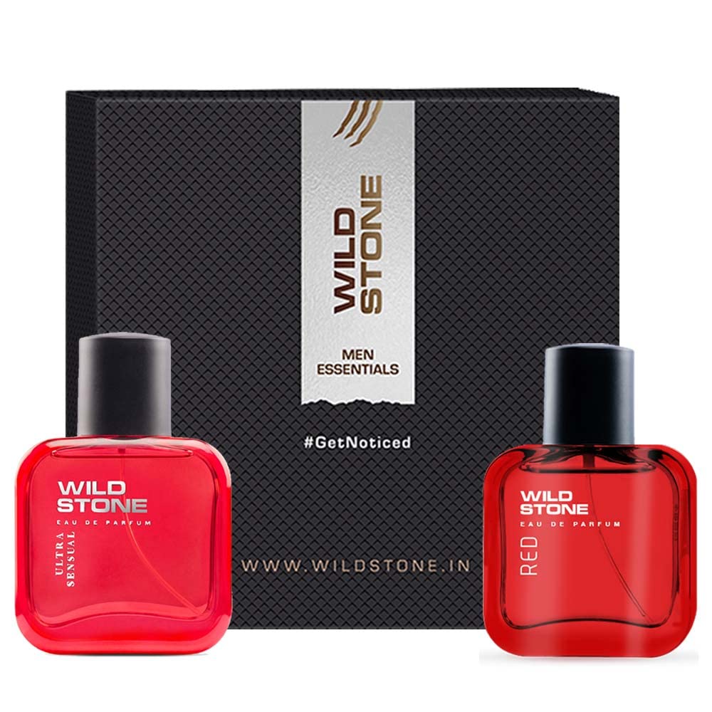 Wild Stone Red & Ultra Sensual Long Lasting Eau De Perfume 60ml 2.0 Fl.oz. Pack Of 2 | Best Gift Hamper For Men