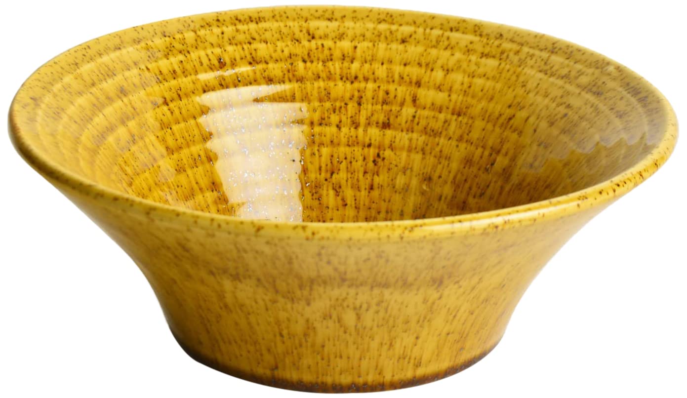 Studio Pottery Ceramic Serving Bowl - Mustard Yellow, Diameter - 20 Cm, 850ml | Vegetable & Pasta Serving Bowl - Rice & Salad Bowl | Snack Bowl - California Spring Bloom