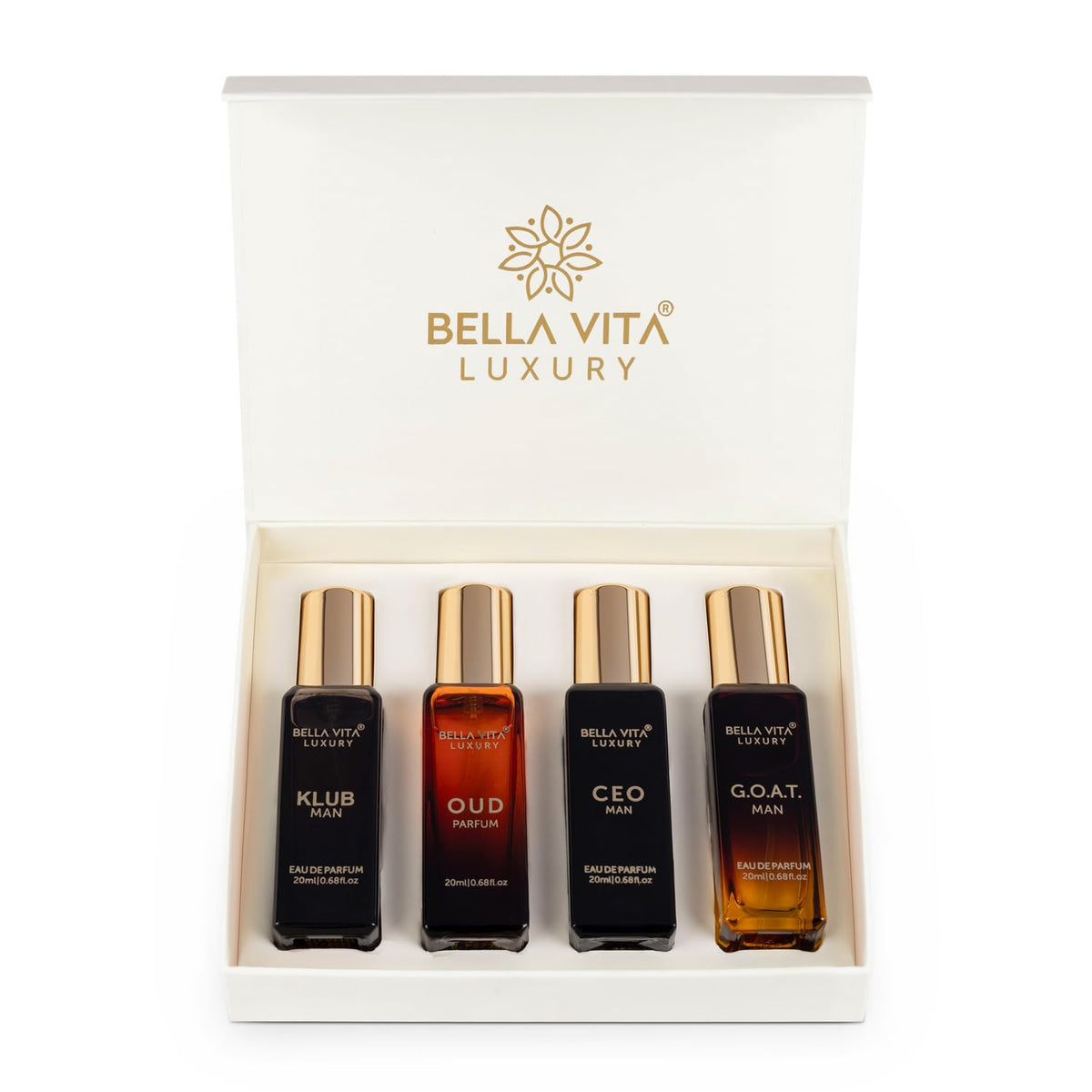 Bella Vita Luxury Klub + Oud + Ceo + G.O.A.T Eau De Parfum Gift Set 4x 0.68 Fl.oz. Perfect Gift For Husband | Long Lasting