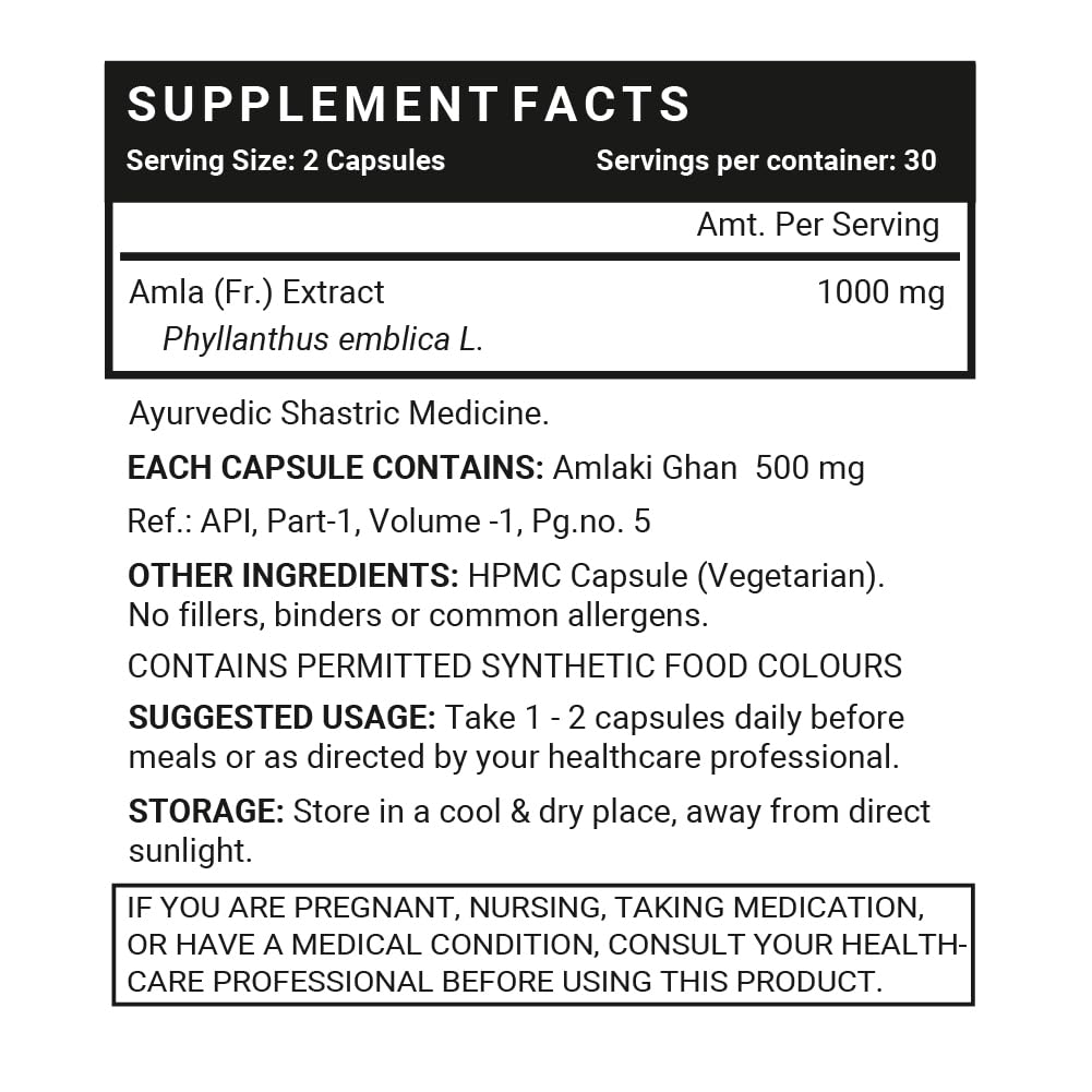 Inlife Natural Vitamin C Amla Extract Supplement | Immunity, Overall Wellness For Men And Women | 60 Vegetarian Capsules 100gm 0.2lbs