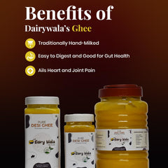 Organic Pure Desi Ghee By Dairywala | High In Protein Fiber Healthy Pure Desi Ghee Good For Digestive Health | (1 Litre) 33.8 Ounce | Jar Pack