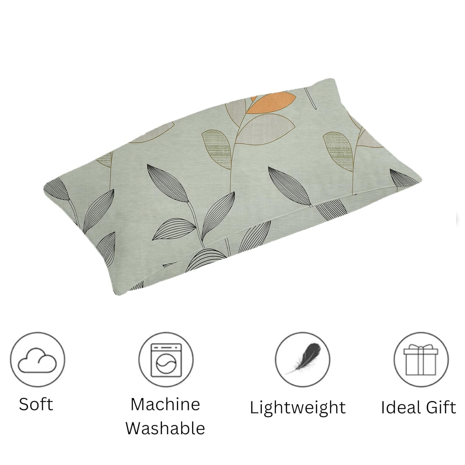 Printed Bedsheet For Single Bed With 1 Pillow Cover - 60 X 90 Inches, Grey & Green | Super Soft - Glace Cotton Breathable & Wrinkle Free - 2 Pcs Set