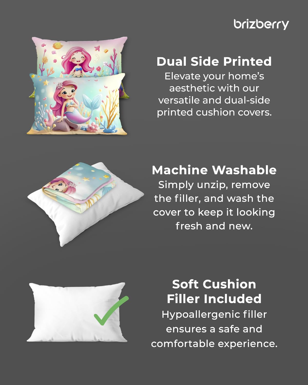 Kids Pillow Cushion With Super Soft Fabric Pillow - 12 X18 Inches | Animal & Cartoon Prints, Soft Pillow, Dual Sided Design | Multi-Purpose, Durable & Easy Care, Made In India - Design 11