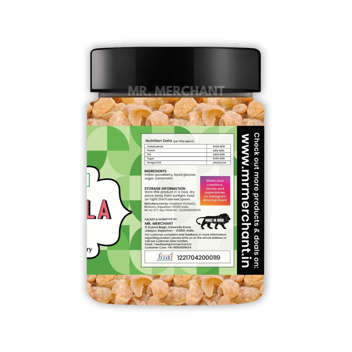 Mr. Merchant Dry Sweet Amla (Indian Gooseberry) 300gm, | Jar Pack