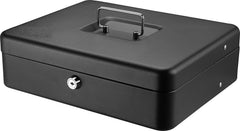 Cash Box With 2 Key Lock Storage Security 4 Note, 5 Coin Slots,11.8" X 9.5" X 3.5", Colour - Black, Special Feature - Durable